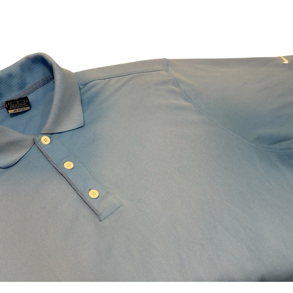 Nike Golf Dri-Fit Mens Polo Shirt Short Sleeve Light Blue Swoosh Size Large L